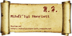 Mihályi Henriett névjegykártya